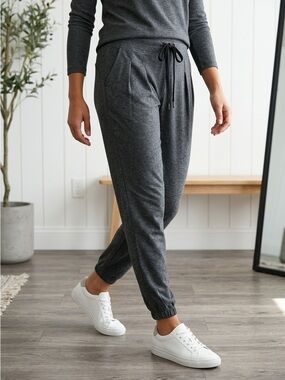 Lole Charcoal Jogger Pants High Waisted Drawstring Stretch Lounge Medium